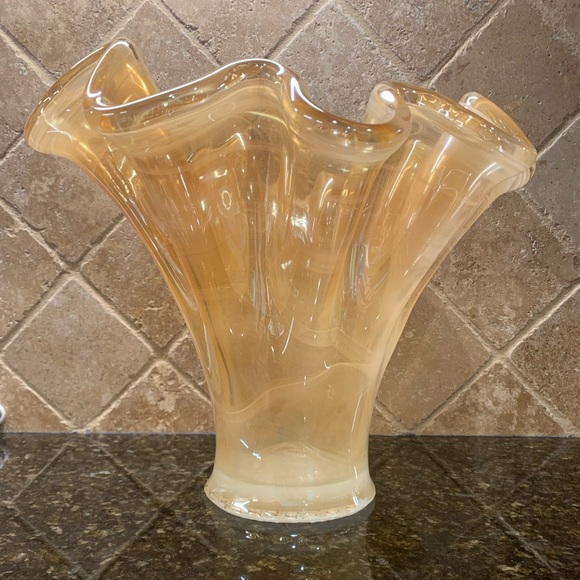Murano Other - Vintage Modern Italian Murano Handblown Glass Vase. Beige/Tan color